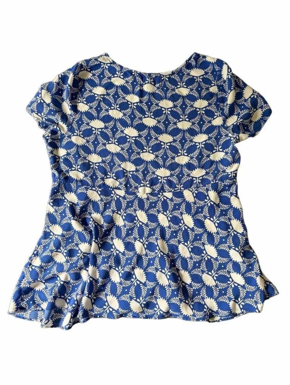 Old Navy Blue and White Floral Print Cap Sleeve Maternity Top Size M